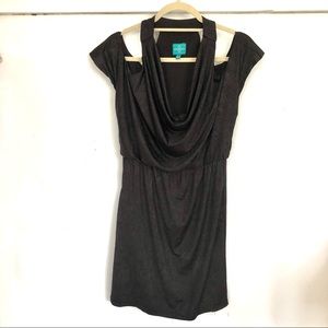 Black cocktail mini dress Mattox 4 cold shoulder